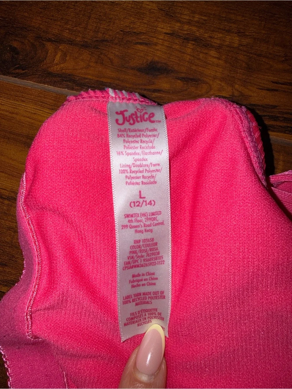 Justice Neon Pink One-Shoulder Girls' Swimsuit